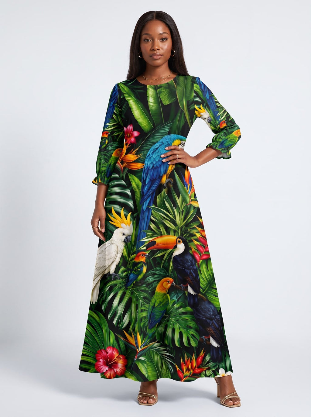 'Manyoya' Long Sleeve Maxi Dress