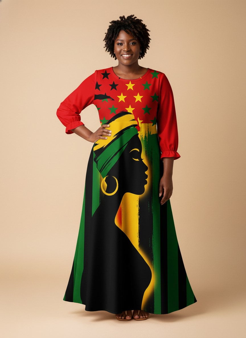 'Kwanza' Long Sleeve Maxi Dress