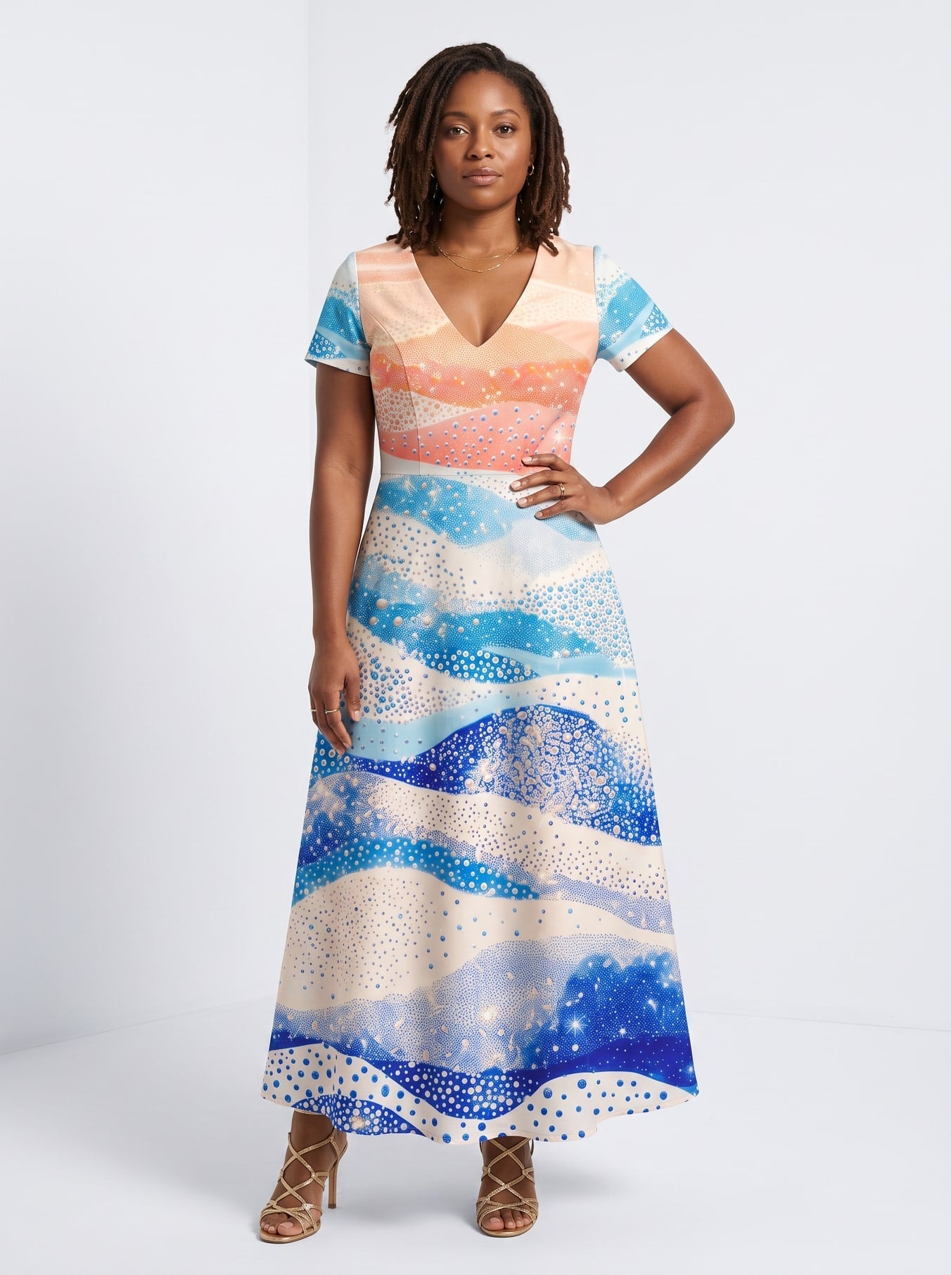 'Maji' Short Sleeve Maxi Dress