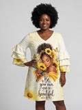 'Jua' Stacked Ruffle Sleeve Dress
