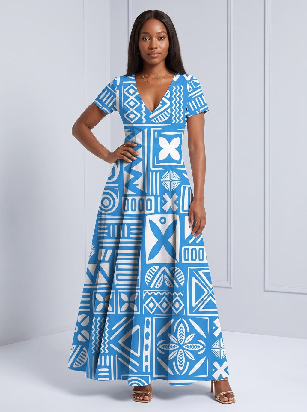 'Anga' Short Sleeve Maxi Dress