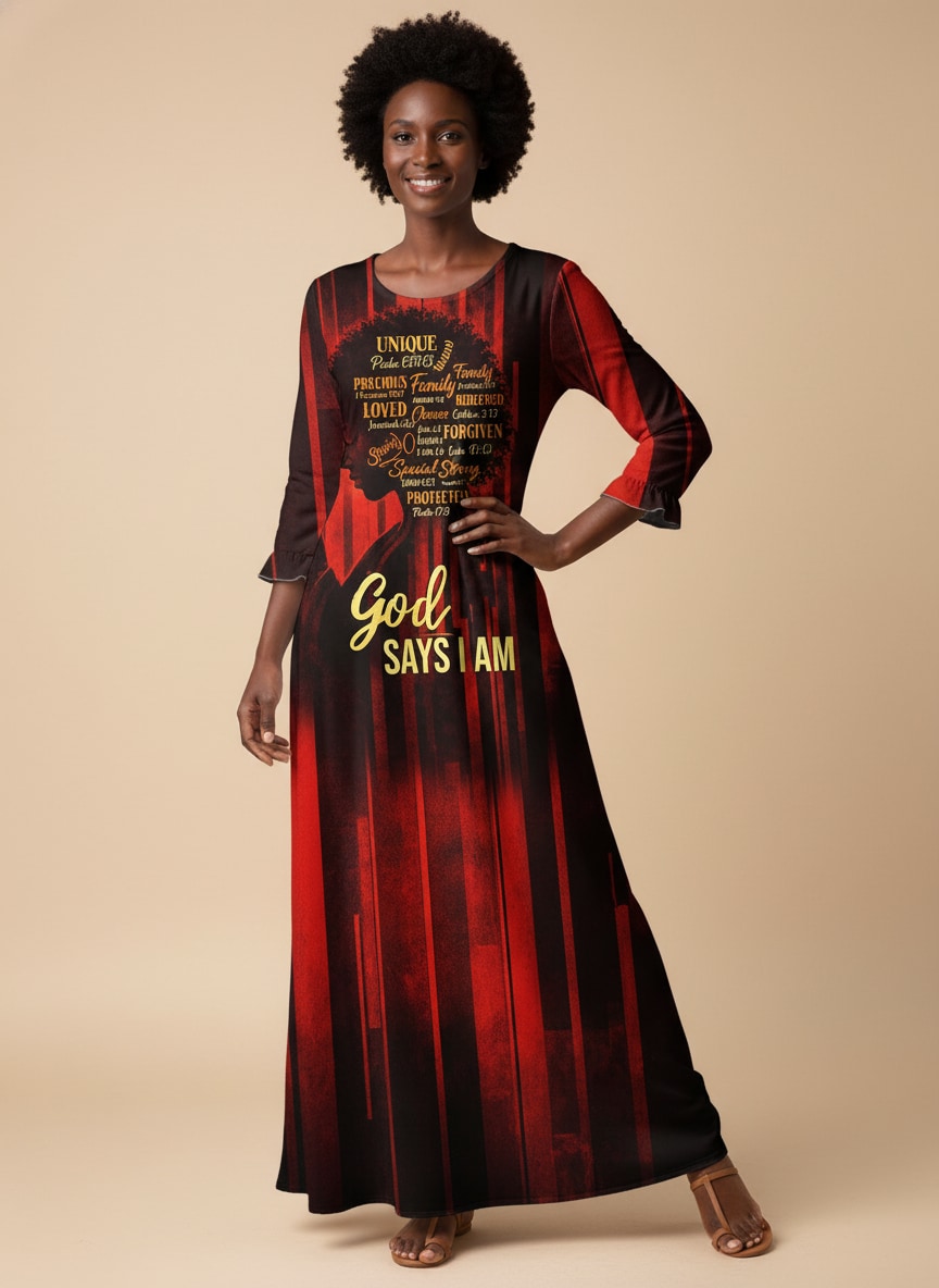 'Asante' Long Sleeve Maxi Dress