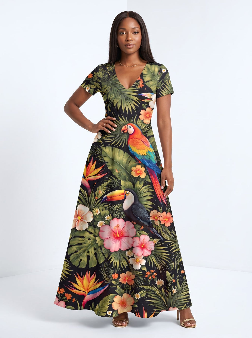 'Kasuku' Short Sleeve Maxi Dress