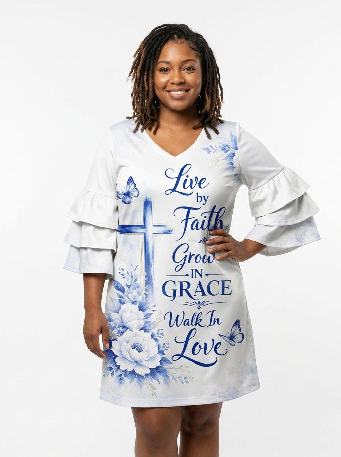 'Neema' Stacked Ruffle Sleeve Dress