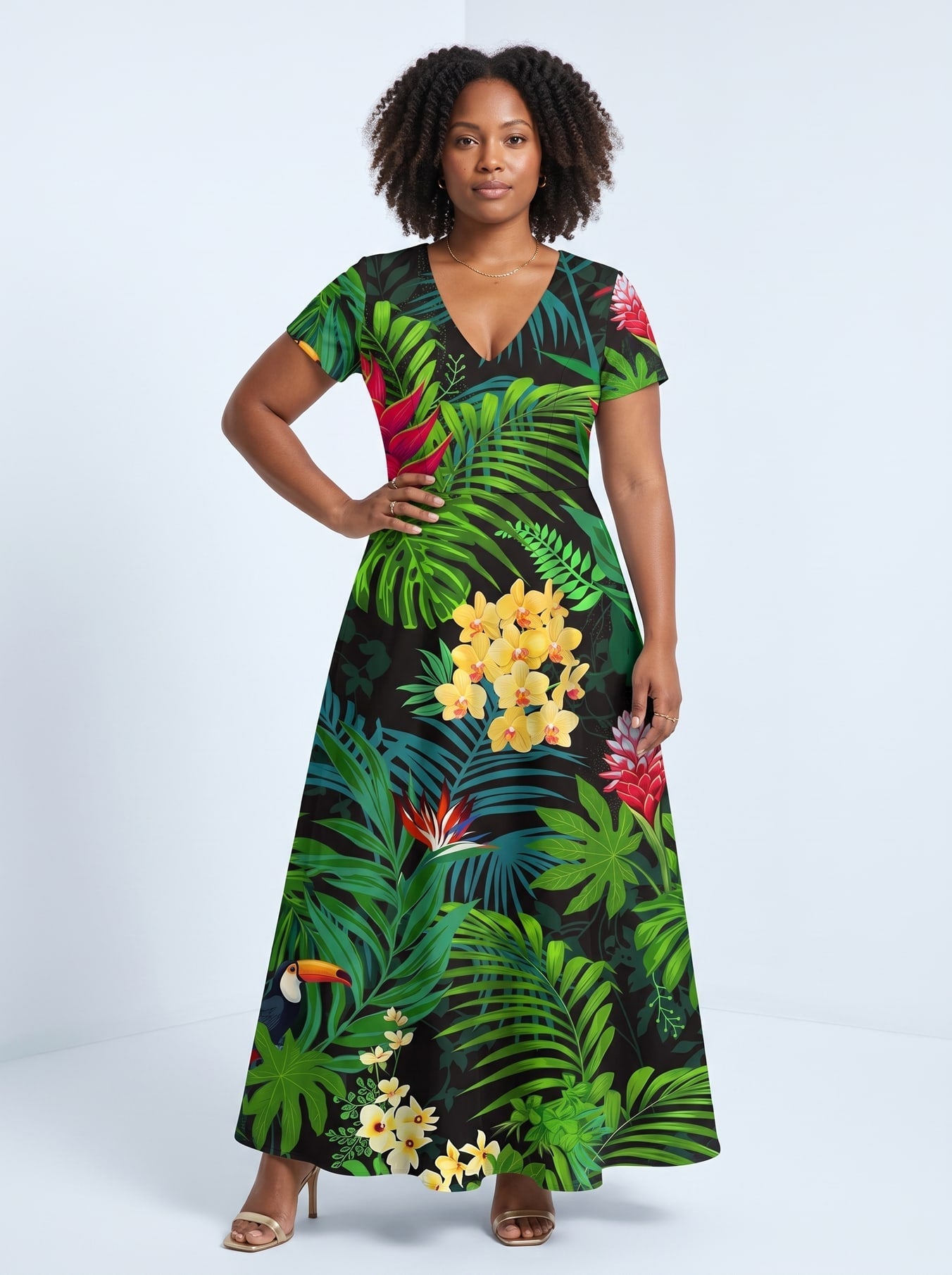 'Kitropiki' Short Sleeve Maxi Dress