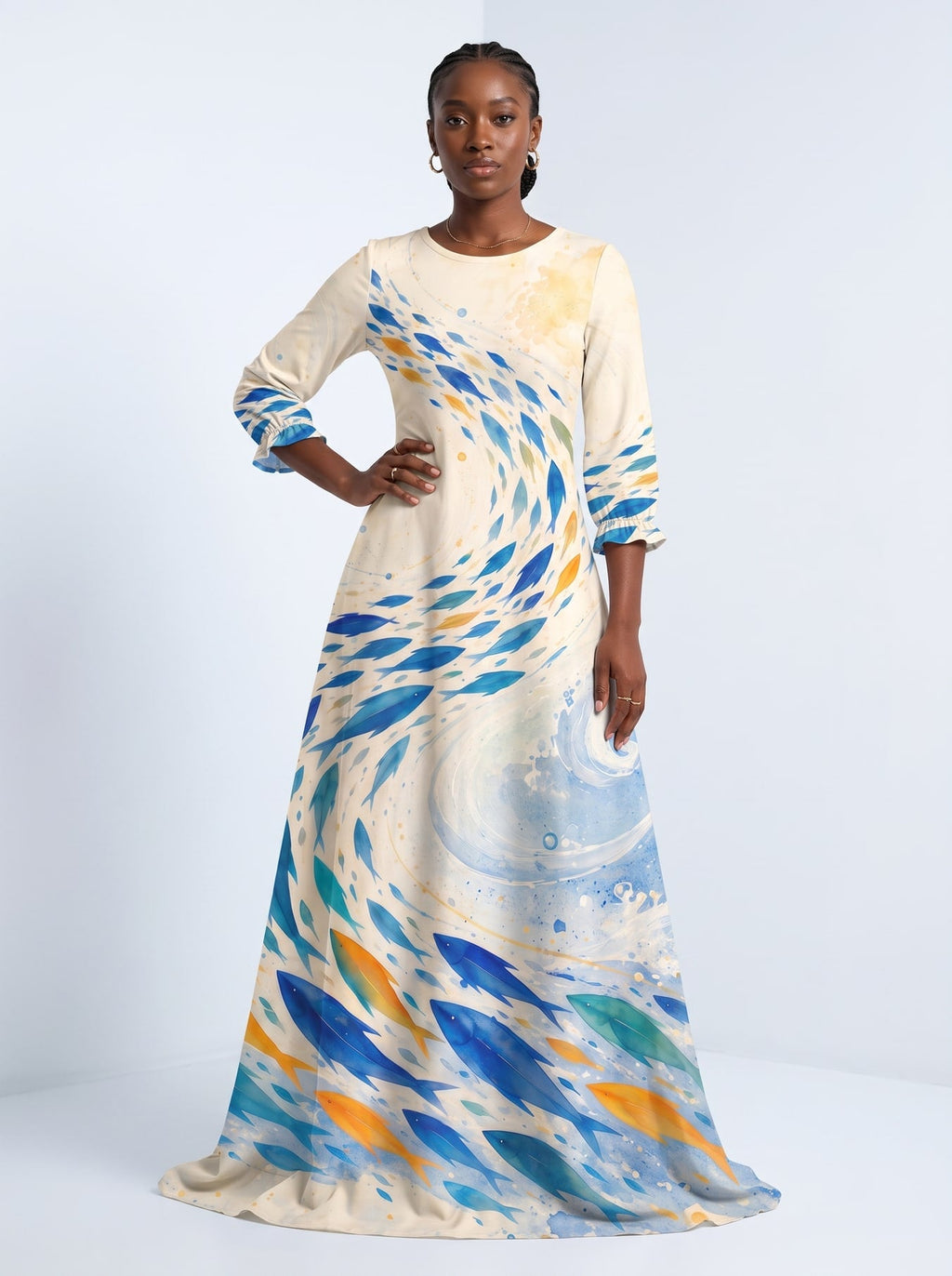 'Samaki' Long Sleeve Maxi Dress