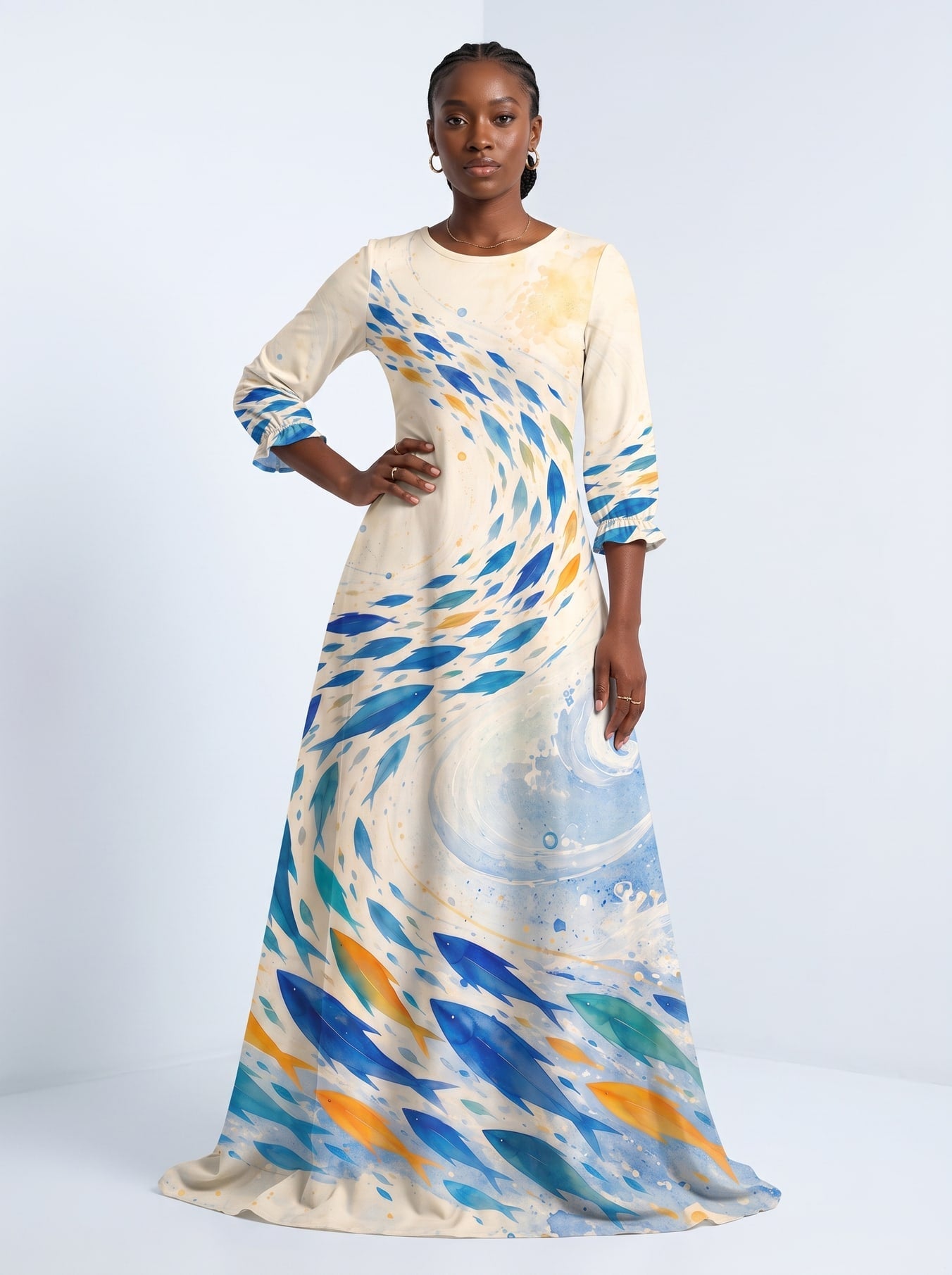'Samaki' Long Sleeve Maxi Dress
