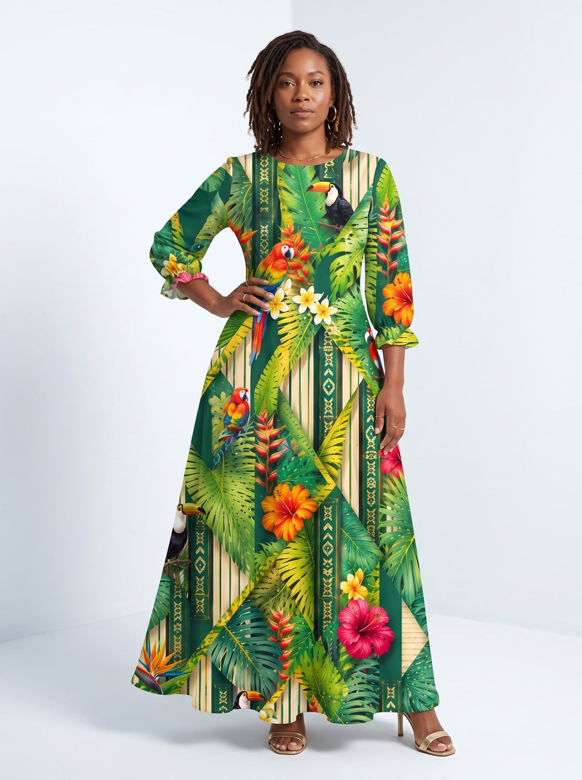 'Msitu' Long Sleeve Maxi Dress