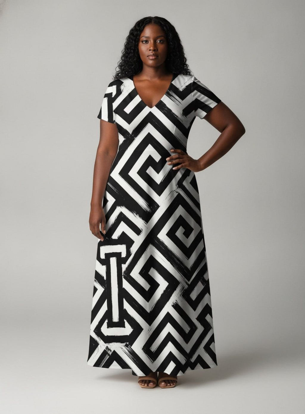 'Zamu' Short Sleeve Maxi Dress