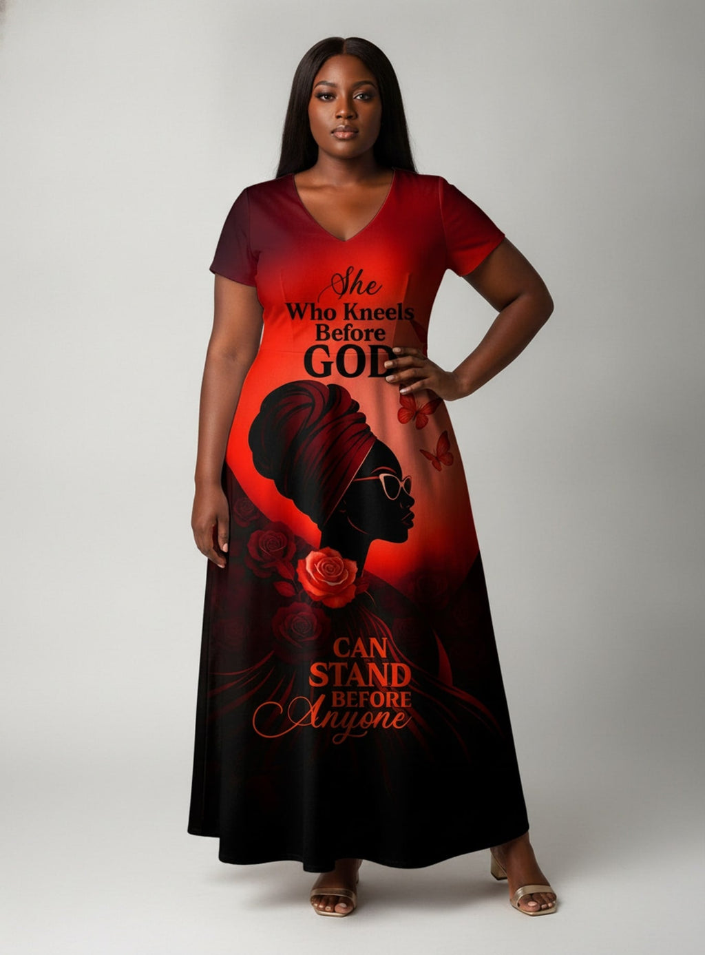'Selah' Red' Short Sleeve Maxi Dress