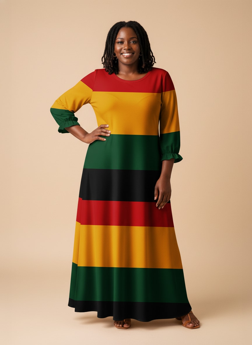 'Accra' Long Sleeve Maxi Dress