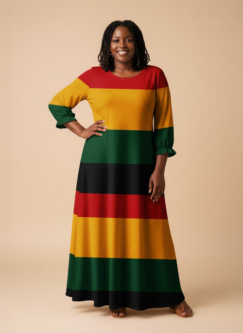 'Accra' Long Sleeve Maxi Dress