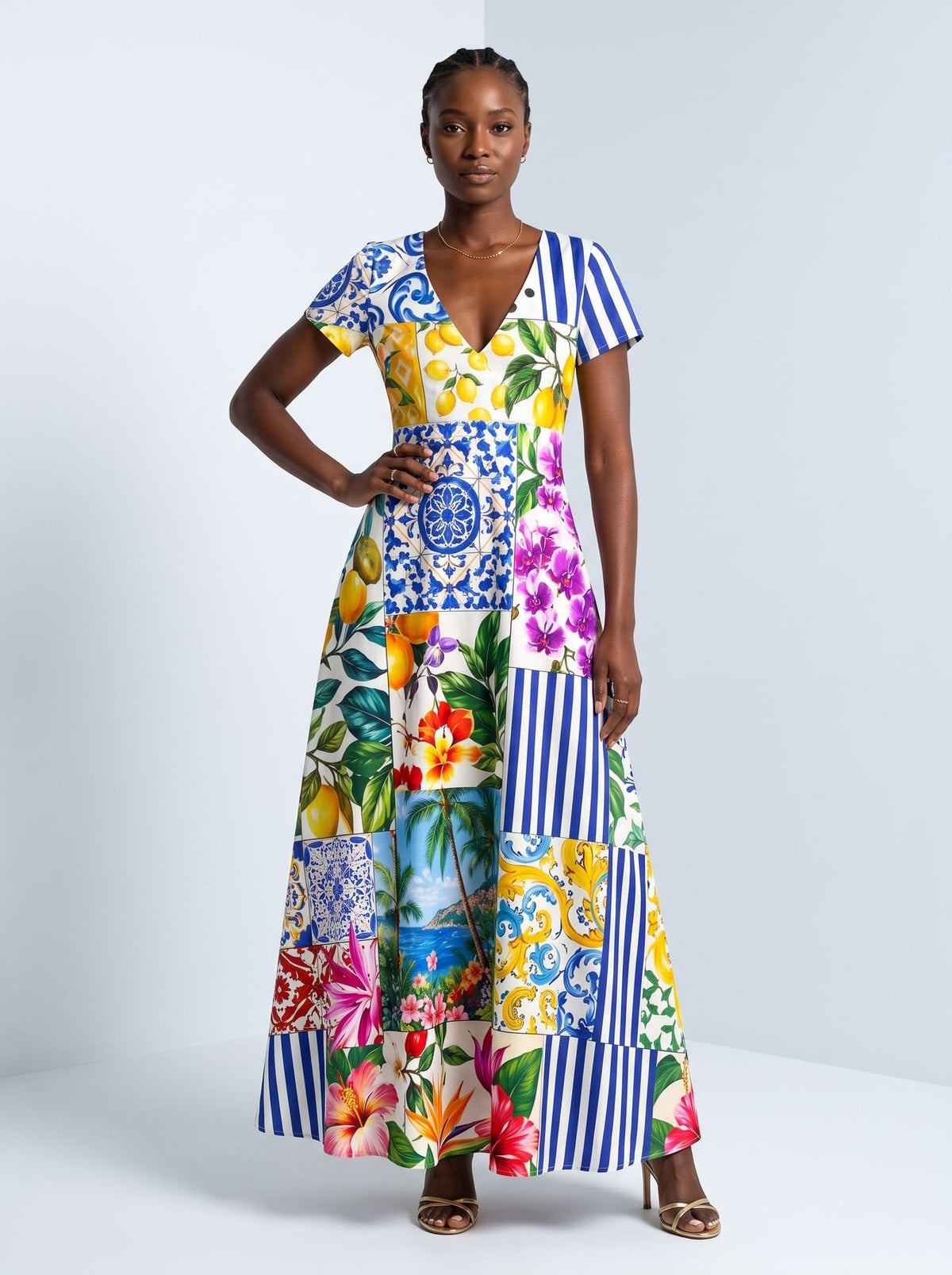 'Kisiwa' Short Sleeve Maxi Dress