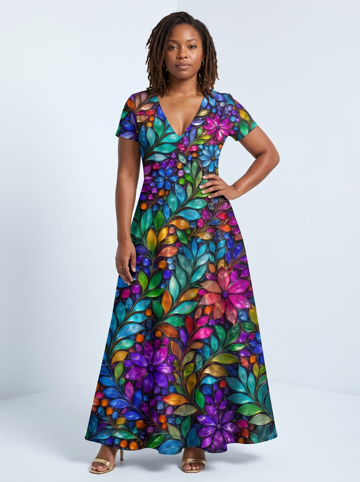 'Upinde' Short Sleeve Maxi Dress