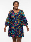 Ubuntu Stacked Ruffle Sleeve Dress