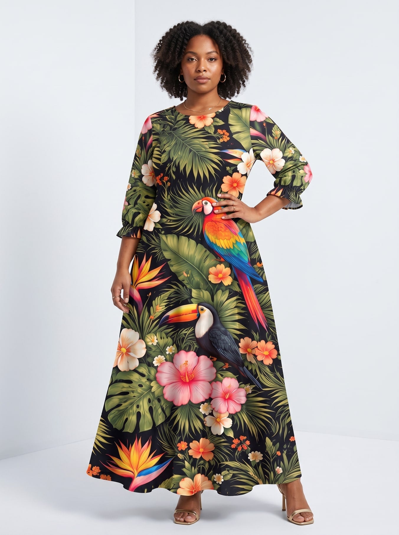 'Kasuku' Long Sleeve Maxi Dress