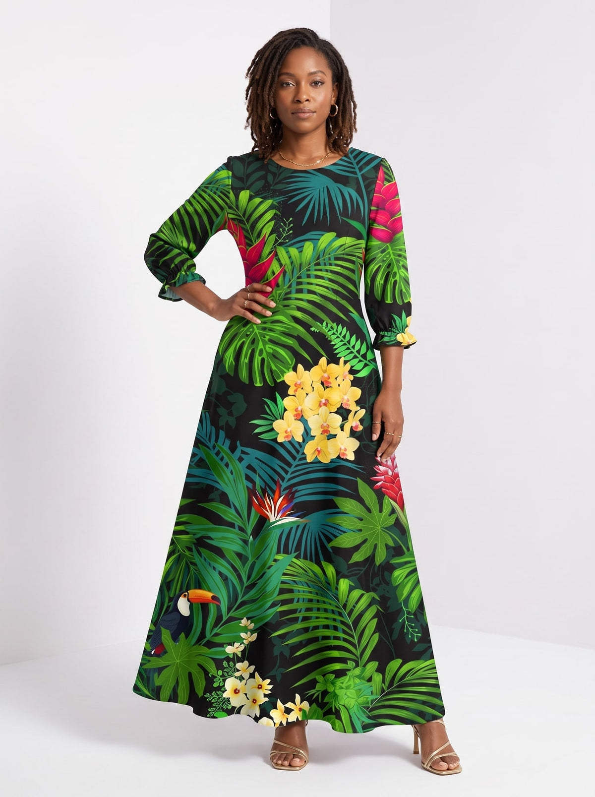 'Kitropiki' Long Sleeve Maxi Dress