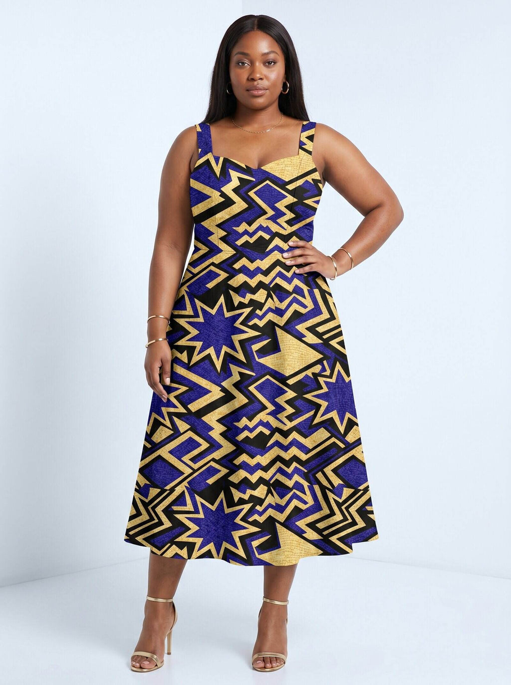 Royal Blue Sheba Cotton Corset Dress