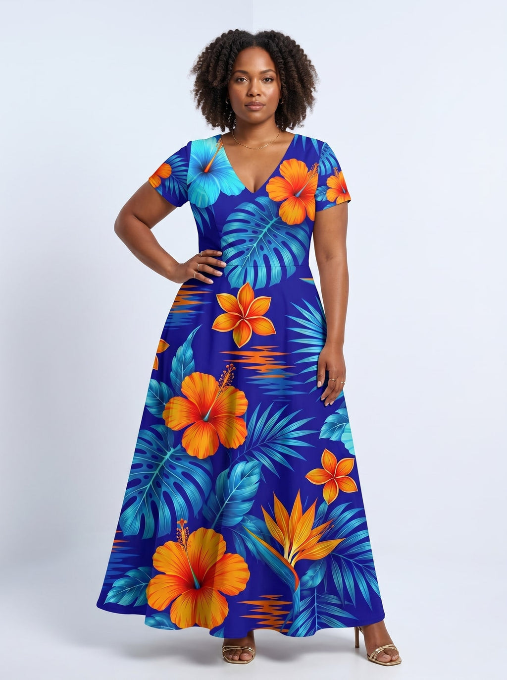 'Maua' Short Sleeve Maxi Dress