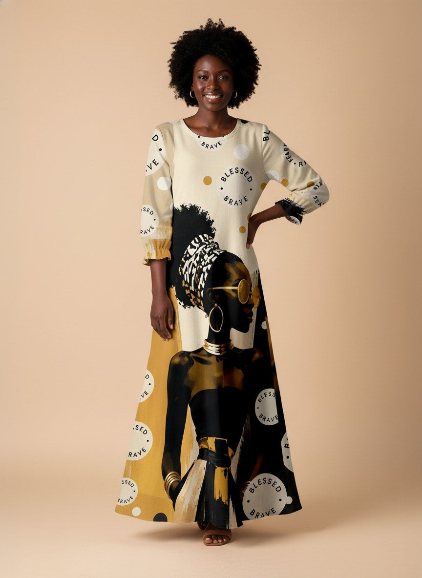 'Jasiri' Long Sleeve Maxi Dress