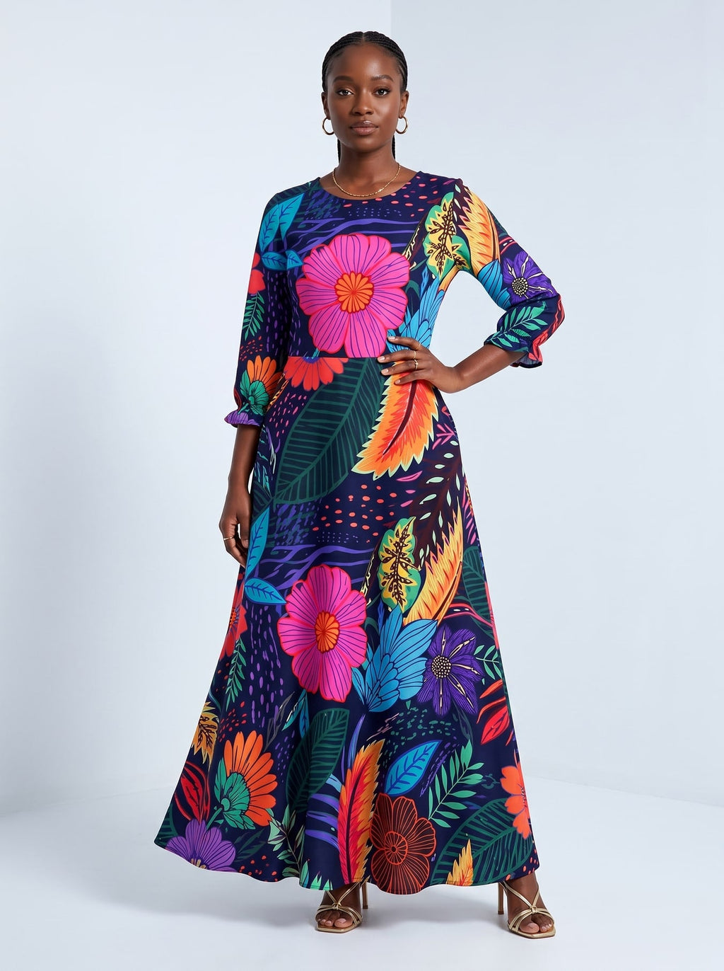 'Bustani' Long Sleeve Maxi Dress