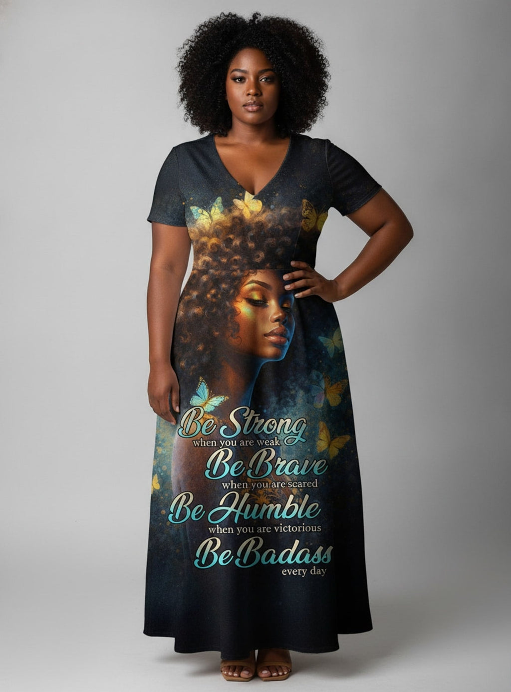 'Badass' Short Sleeve Maxi Dress
