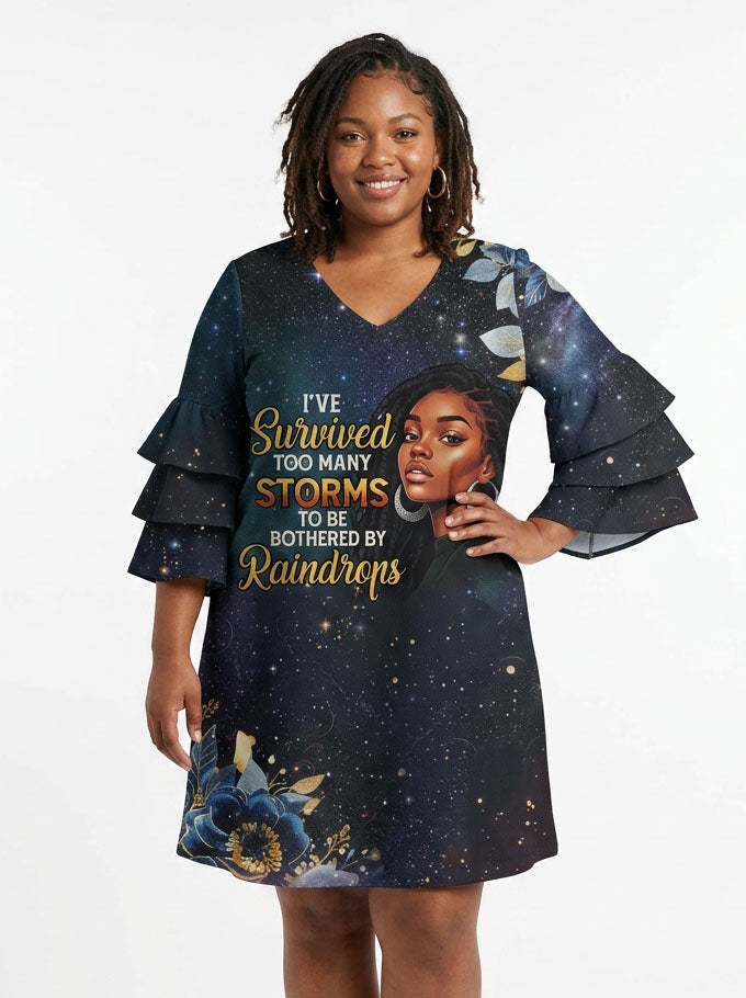 'Nyota' Stacked Ruffle Sleeve Dress