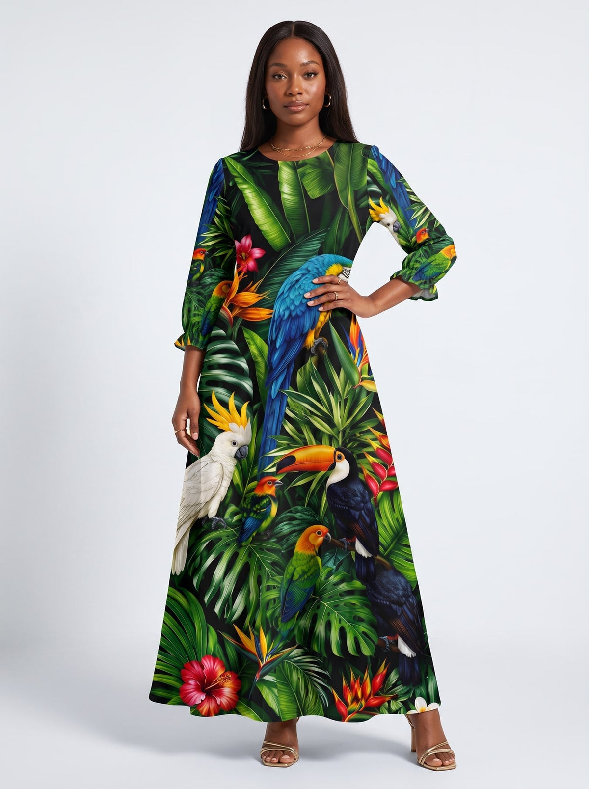 'Manyoya' Long Sleeve Maxi Dress