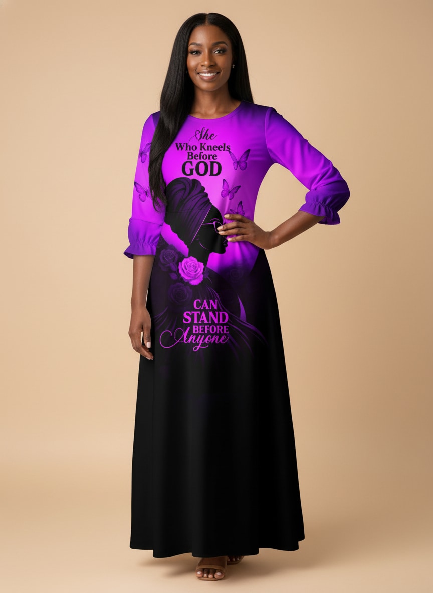'Selah' Purple Long Sleeve Maxi Dress