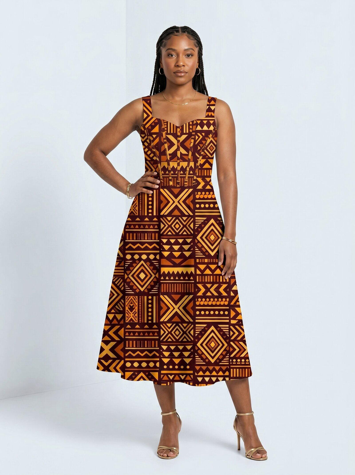 Mudcloth Cotton Corset Dress