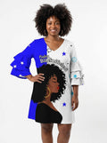 Feeling Blacknificient Blue Stacked Ruffle Sleeve Dress