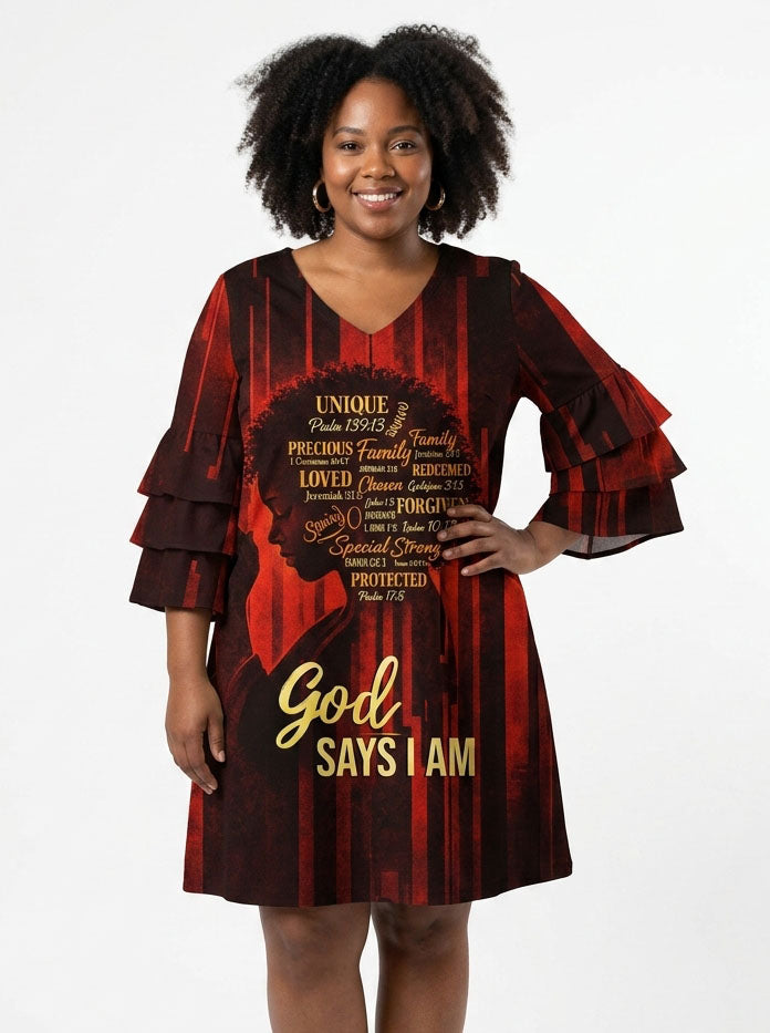 'Asante' Stacked Ruffle Sleeve Dress
