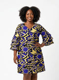 Royal Blue Sheba Stacked Ruffle Sleeve Dress
