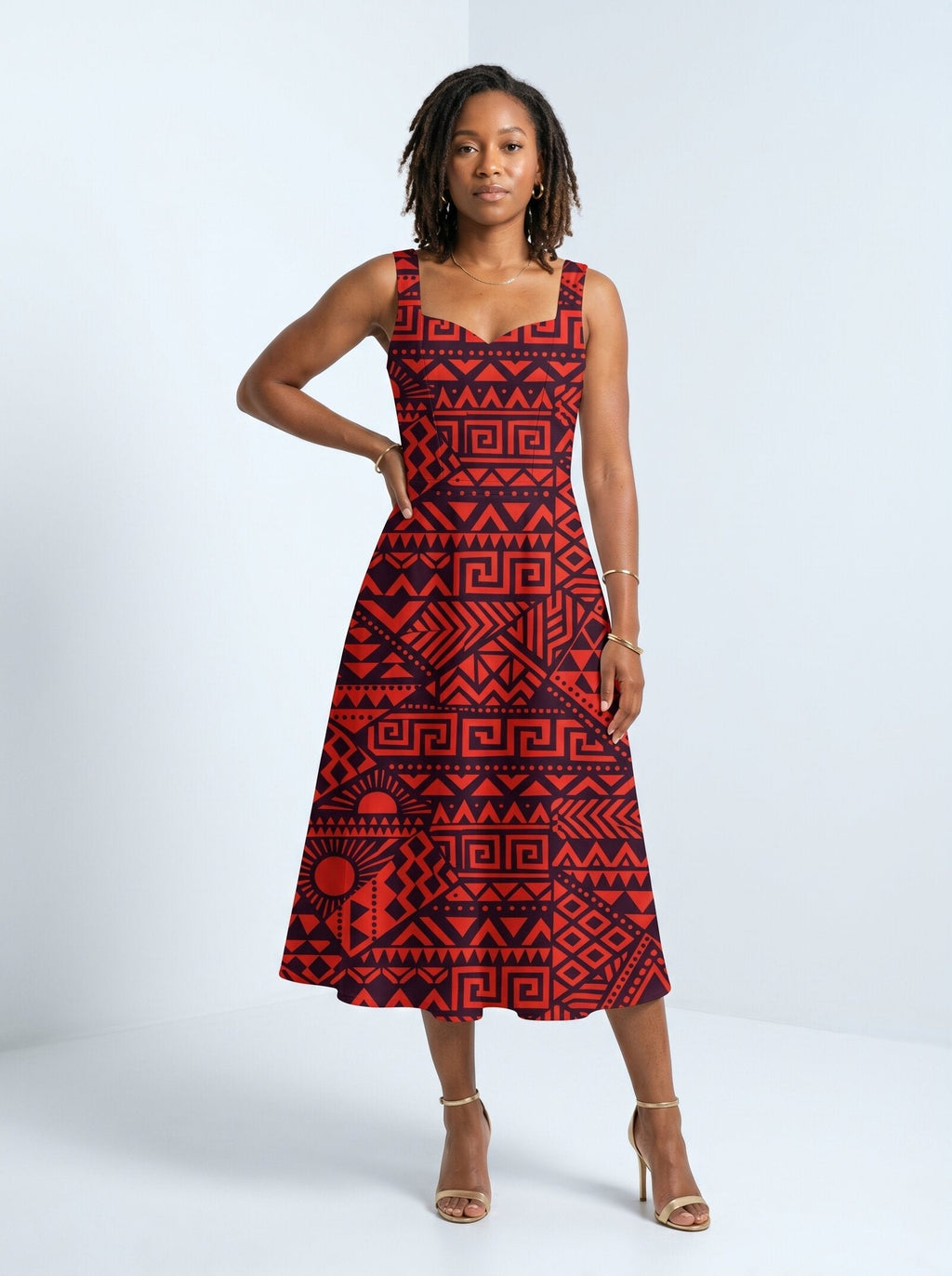 'Shaka' Burgundy Cotton Corset Dress