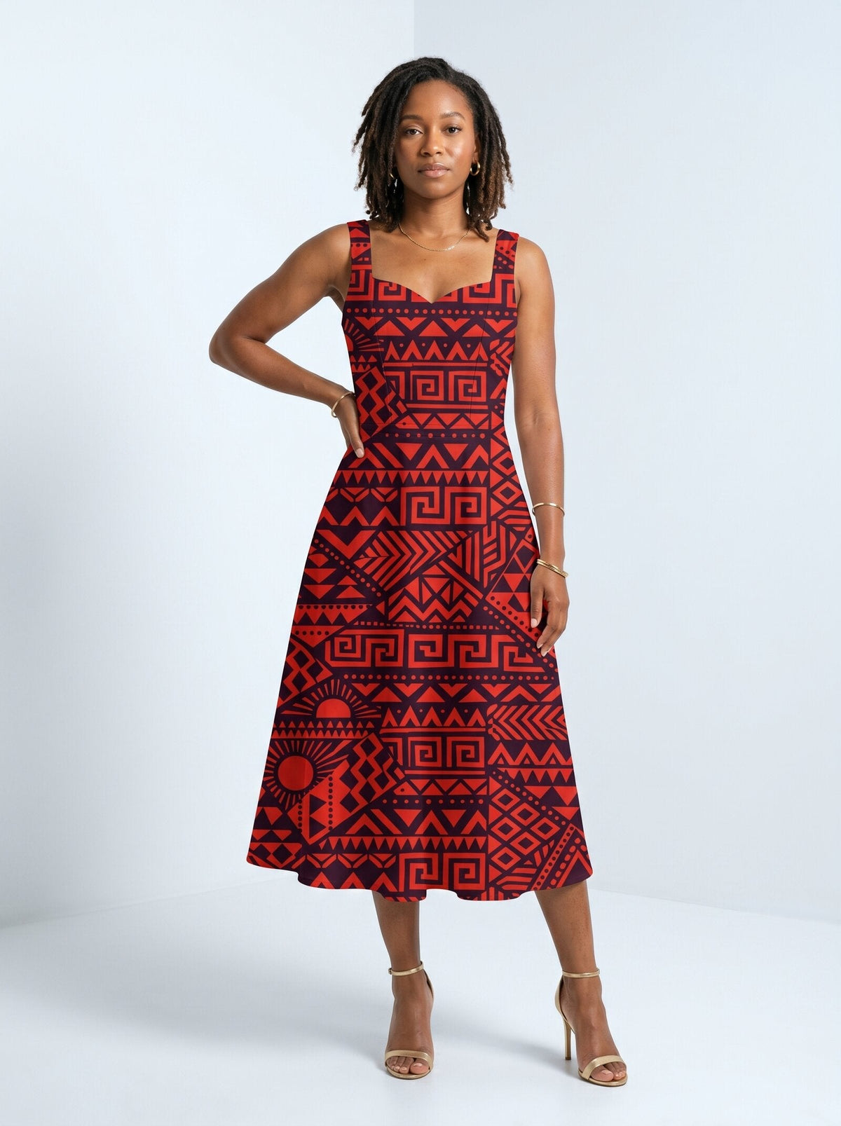 'Shaka' Burgundy Cotton Corset Dress