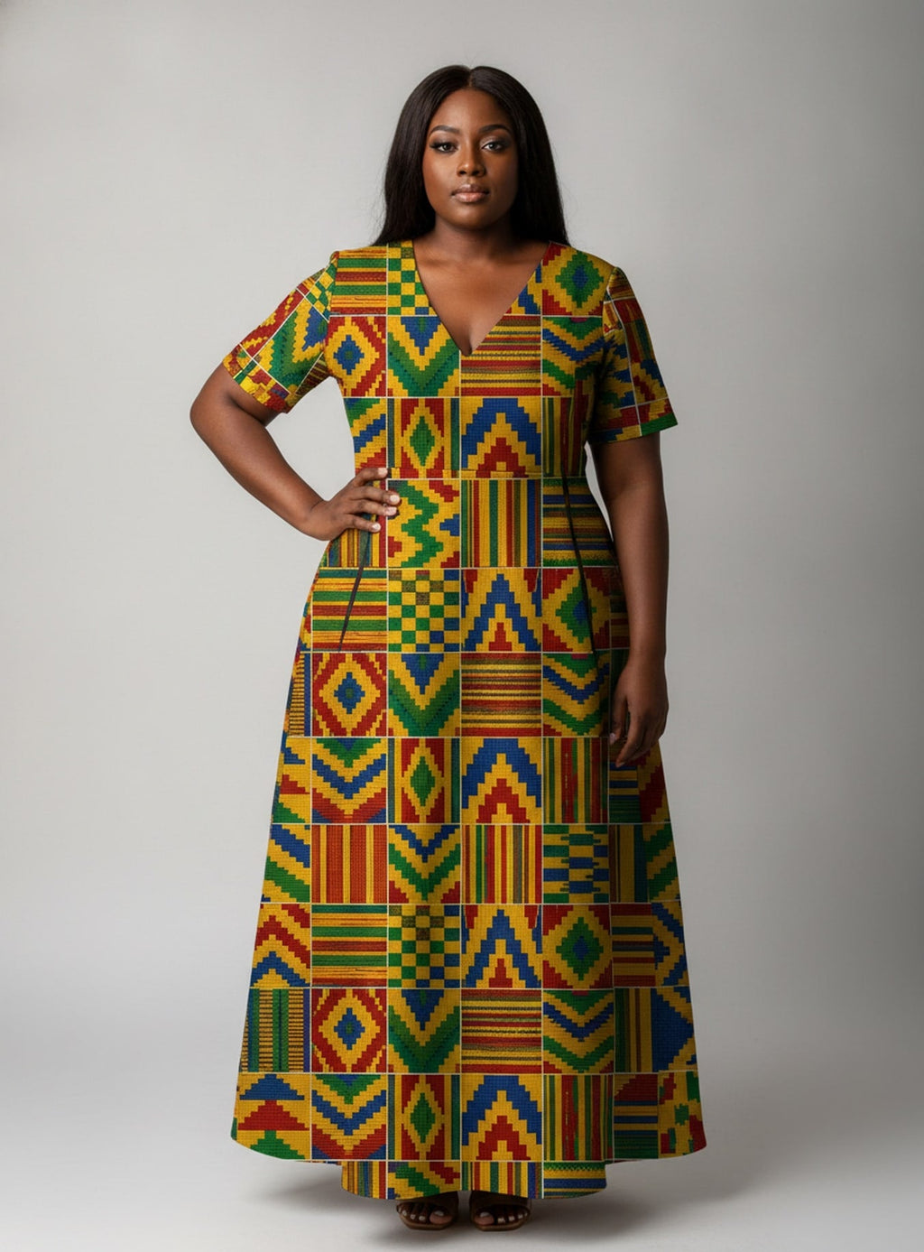'Kumasi' Short Sleeve Maxi Dress