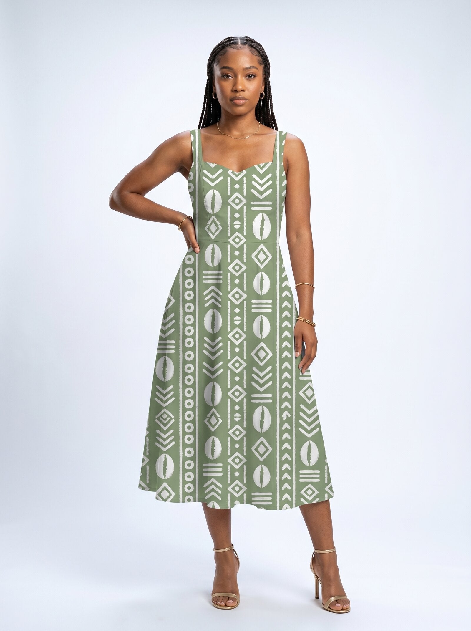 Oshun Verde Cotton Corset Dress