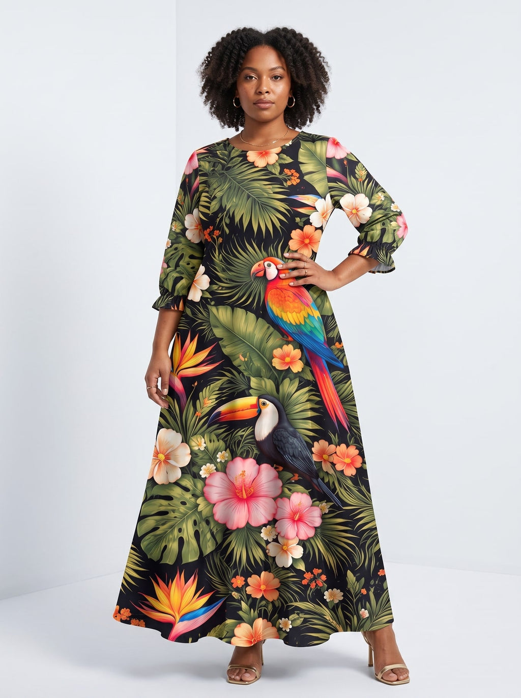 'Kasuku' Long Sleeve Maxi Dress