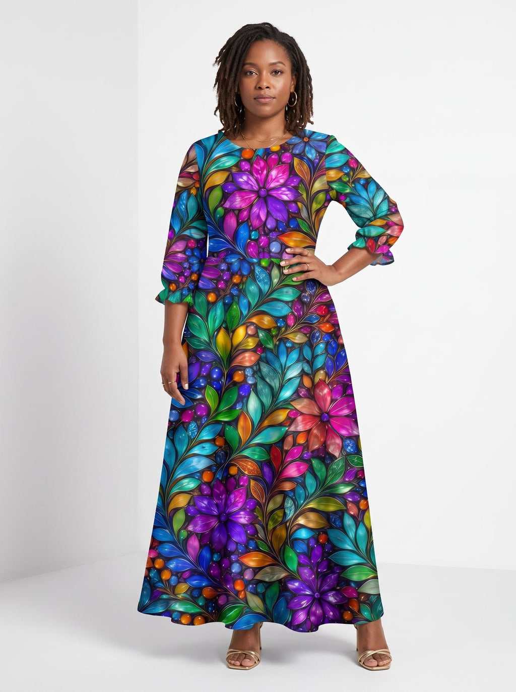 'Upinde' Long Sleeve Maxi Dress