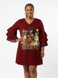 'Imani' Rouge Stacked Ruffle Sleeve Dress