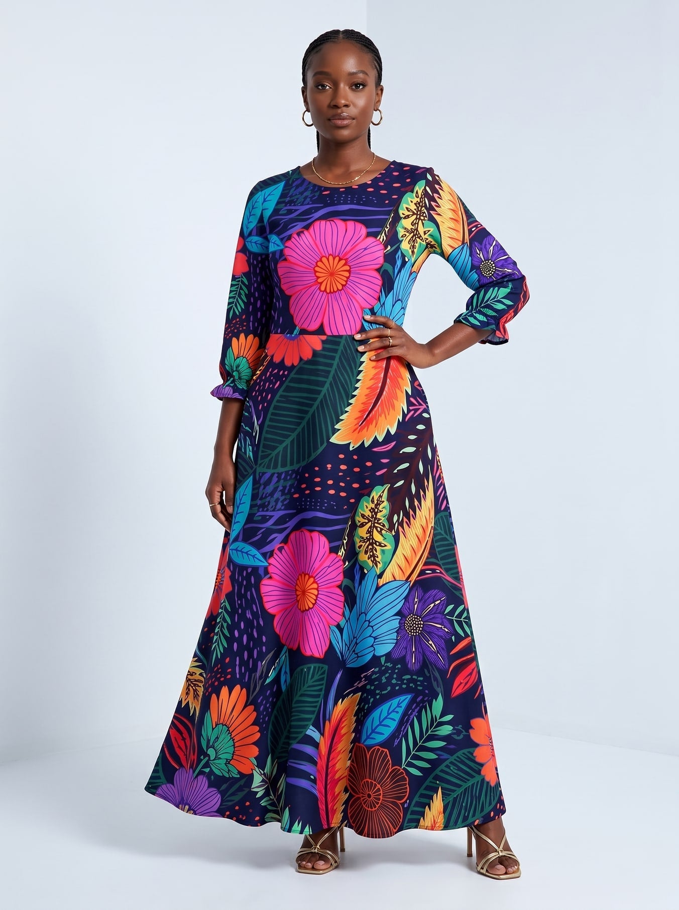 'Bustani' Long Sleeve Maxi Dress