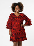 'Shaka' Burgundy Stacked Ruffle Sleeve Dress