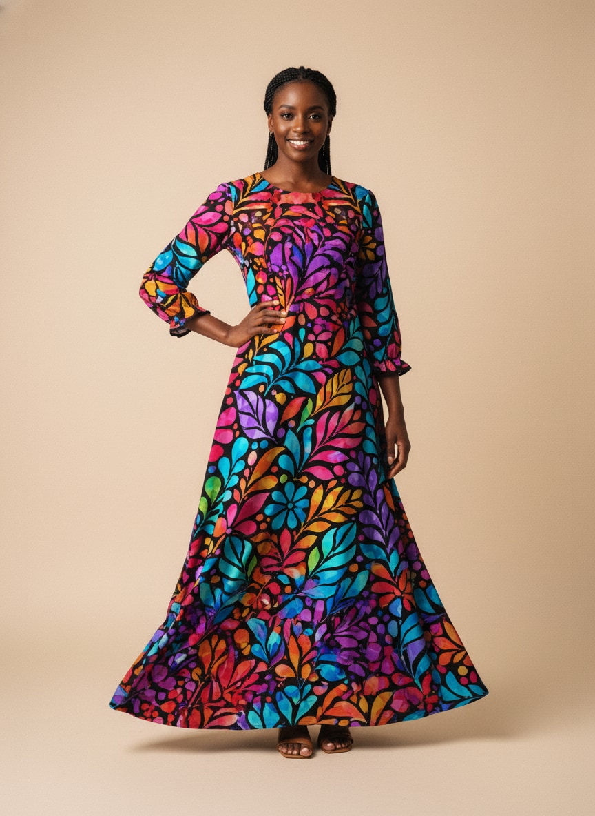 'Rangi' Long Sleeve Maxi Dress