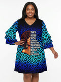 'Unstoppable' Sapphire Leopard Stacked Ruffle Sleeve Dress