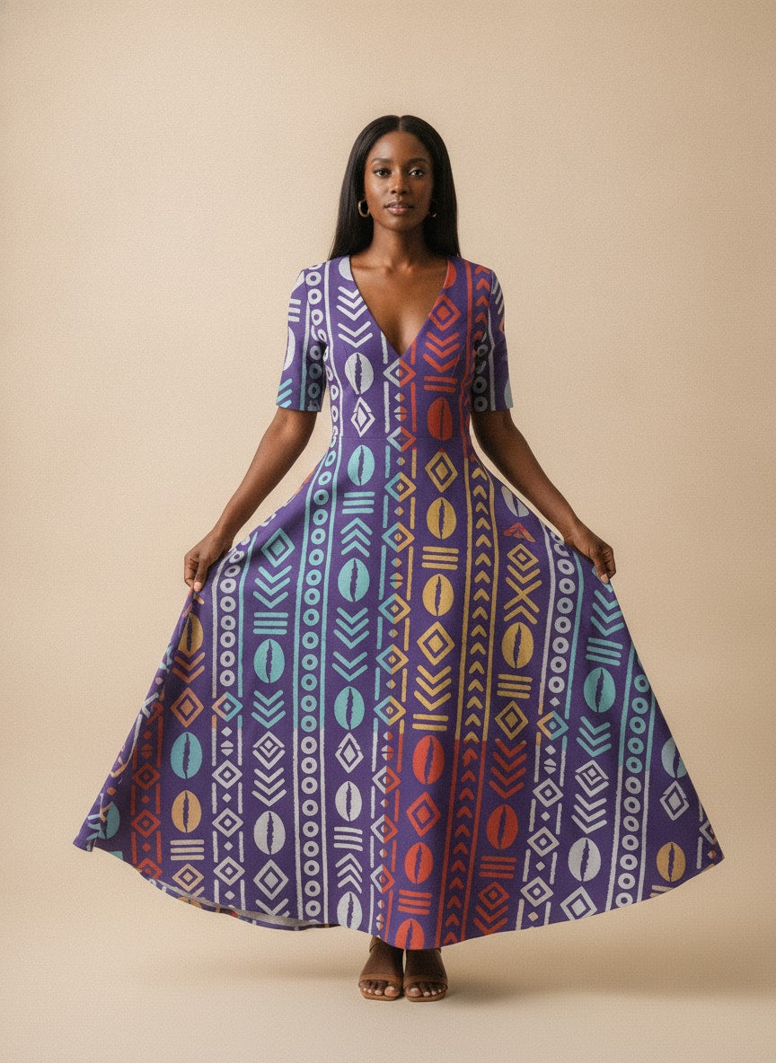 'Oshun Zamani' Short Sleeve Maxi Dress