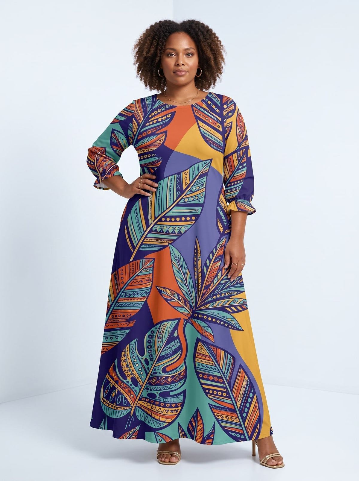 'Majani' Long Sleeve Maxi Dress