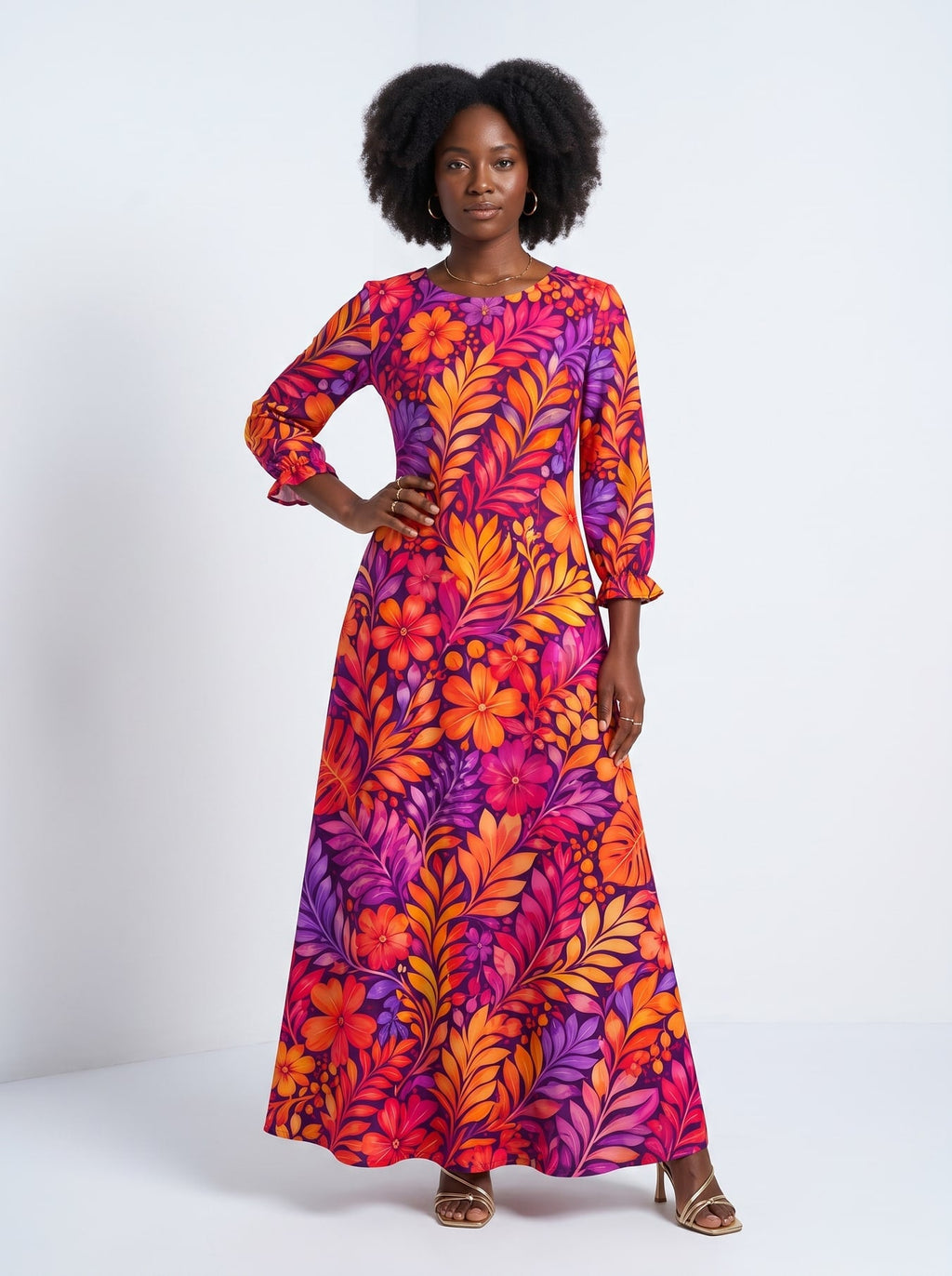 'Waridi' Long Sleeve Maxi Dress