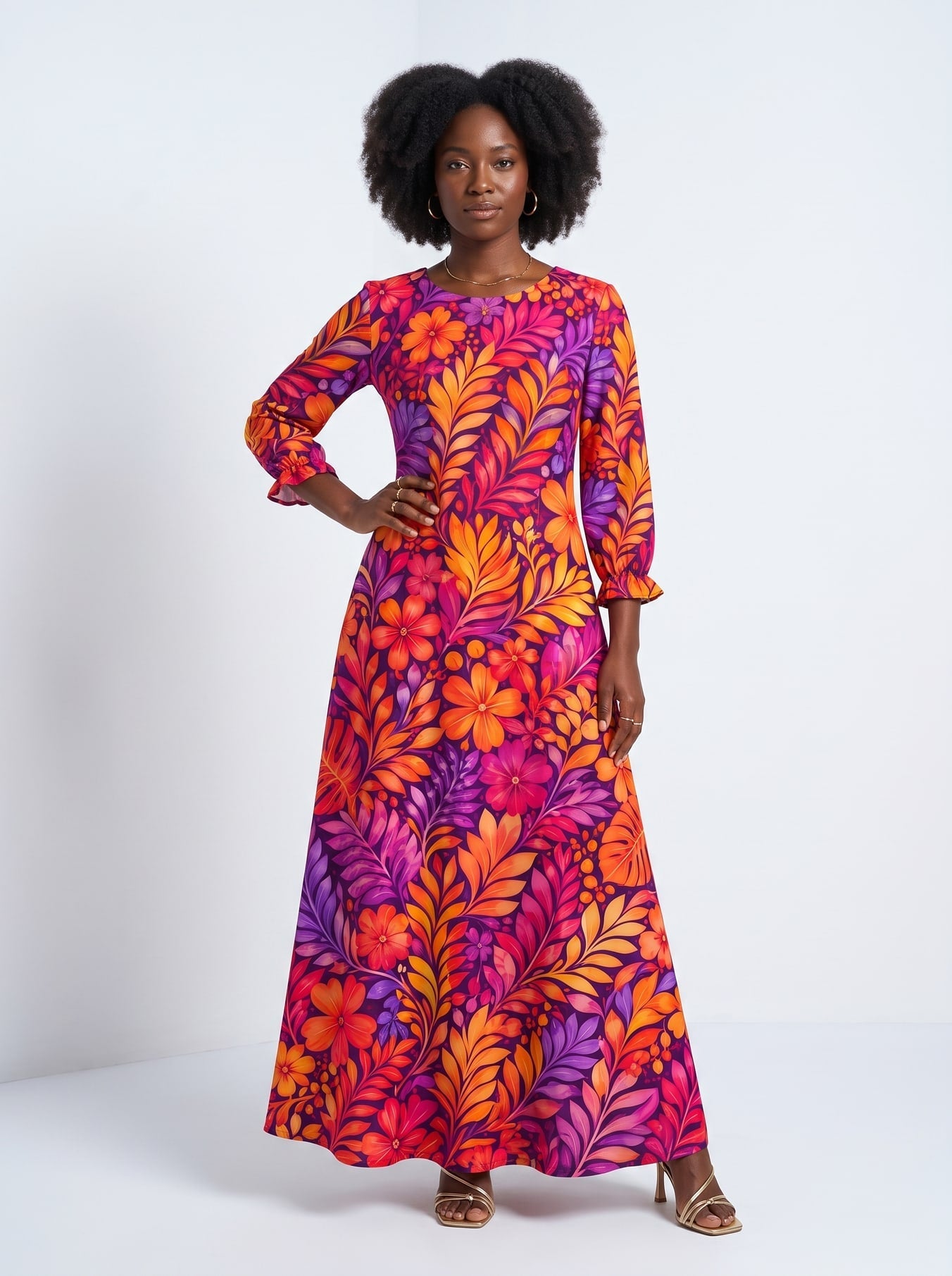 'Waridi' Long Sleeve Maxi Dress