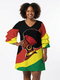 Black History Stacked Ruffle Sleeve Dress