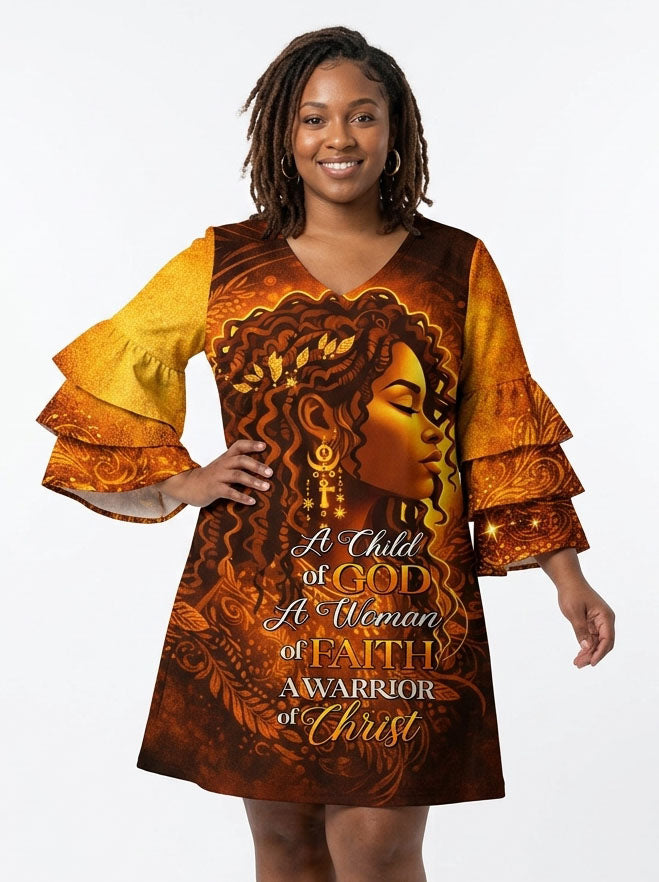 'Amara' Stacked Ruffle Sleeve Dress